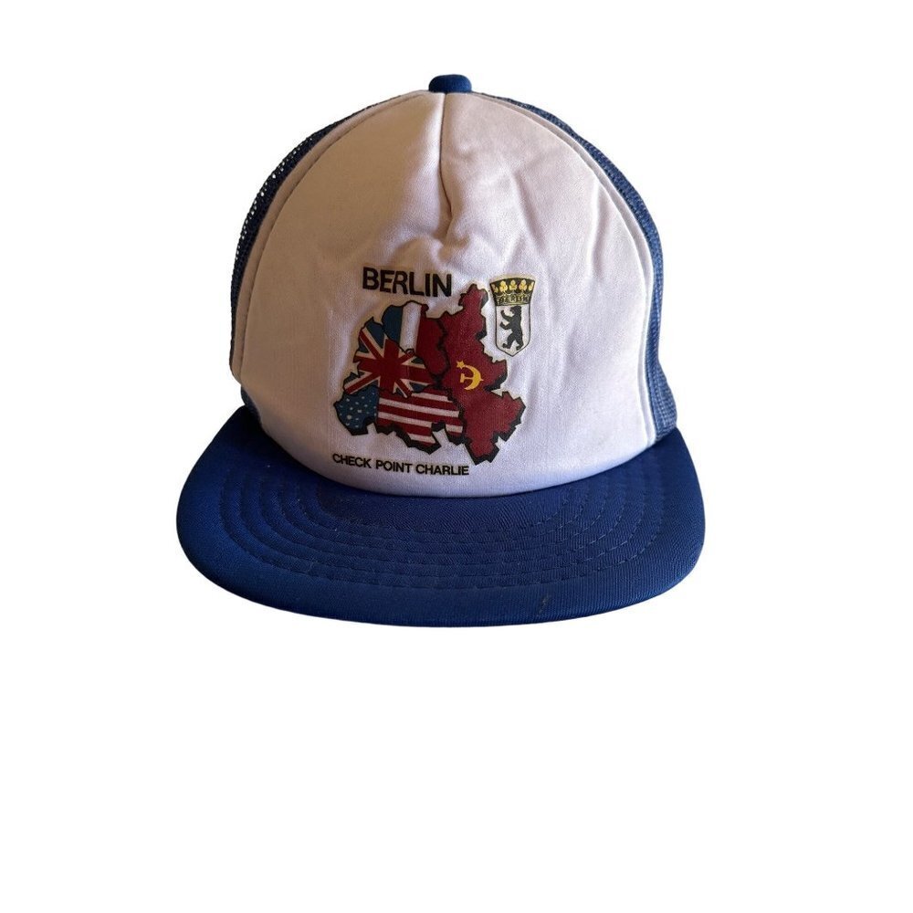 Unbranded Trucker Hat Blue Berlin Checkpoint Charlie Vintage Snapback Map Mesh